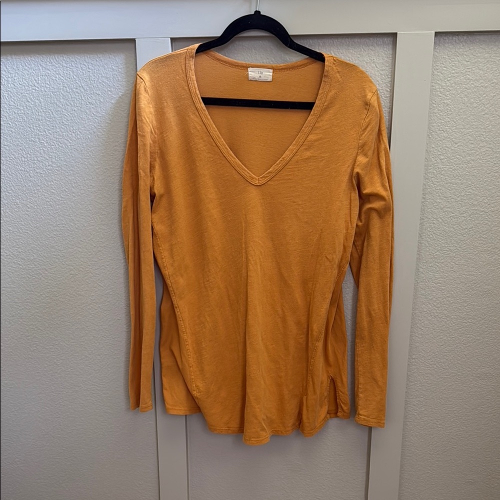Women's V-Neck Long Sleeve Top - Orange